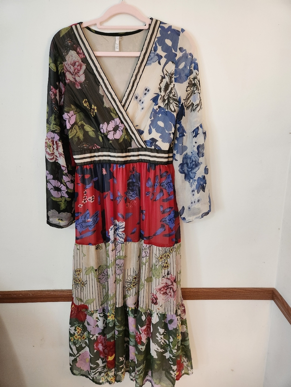 Kaktus Mixed Floral Pattern Tiered Maxi Dress Medium Art To Wear Boho Cottagecor - Picture 4 of 9